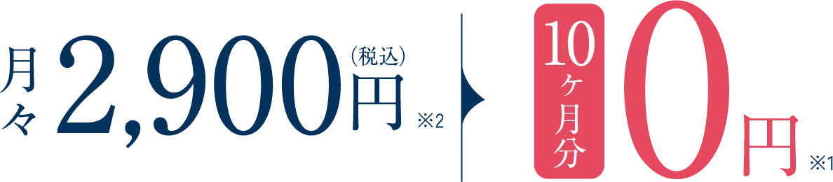 月額2,900円（税込）が10ヶ月分0円