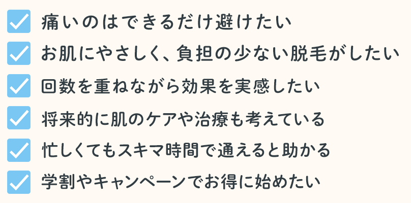 脱毛セルフチェックリスト