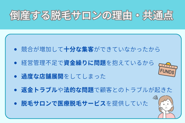 倒産する脱毛サロンの理由・共通点