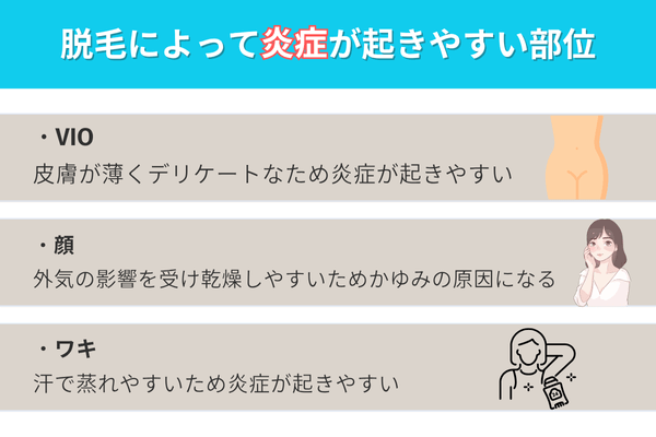 脱毛によって炎症が起きやすい部位
