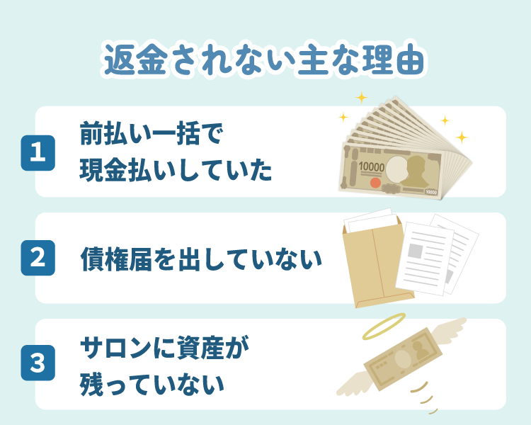 脱毛サロン倒産で返金されない主な理由は？