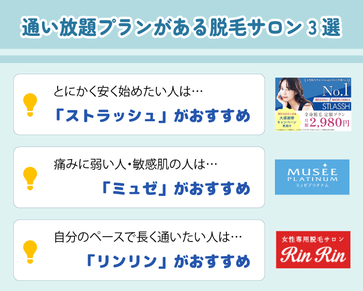 通い放題プランのある脱毛サロン