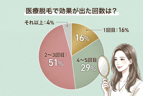 医療脱毛で効果が出た回数は?